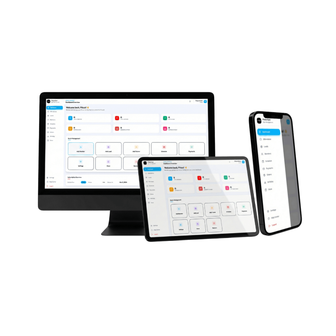 Fitxzo Dashboard on Desktop, Tablet, and Mobile